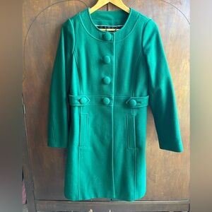 Banana Republic Green Wool Button-Front Coat Small